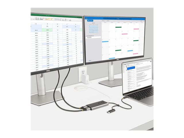 StarTech.com USB-C to Dual-HDMI Adapter, USB-C or A to 2x HDMI, 4K 60Hz, 100W PD Pass-Through, 1ft (30cm) Built-in Cable, External Video Graphics Adapter - USB to HDMI Multi-Monitor Converter for Laptop (109B-USBC-HDMI) - Adapter - TAA Compliant - US