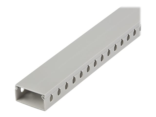 StarTech.com Open Slot Cable Management Raceway with Cover, 2\"(50mm)W x 1\"(25mm)H, 6.5ft(2m) length, 1/4\"(8mm) Slots, PVC Network Cable Hider Kit/Wall Wire Duct, Max 25 Cables, UL Listed - UL94 V0, M1 Fire Rated (CBMWD5025) - Cable raceway - 2 m - grey - TAA Compliant