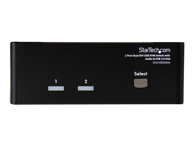 StarTech.com DVI KVM Switch with Audio & USB 2.0 Hub - 2-Port USB KVM Switch - 1920 x 1200 - Dual Monitor KVM Switch (SV231DD2DUA) - KVM / audio / USB switch - 2 x KVM / audio / USB - 1 local user - desktop - for P/N: IM12D1500P, SVA12M2NEUA, SVA12M5NA, USBDVI4N1A10, USBDVI4N1A6