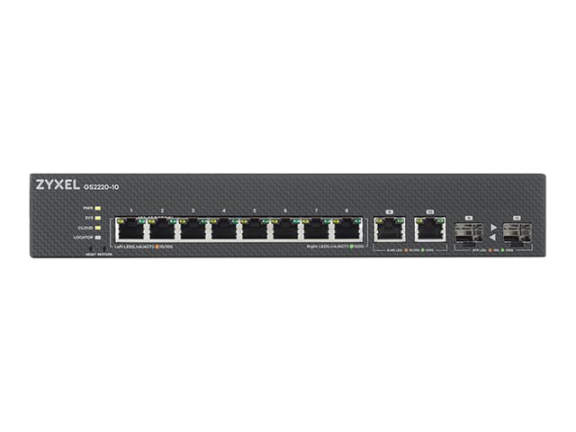 Zyxel GS2220-10 - Switch - Managed - 8 x 10/100/1000 + 2 x combo Gigabit SFP - rack-mountable, wall-mountable