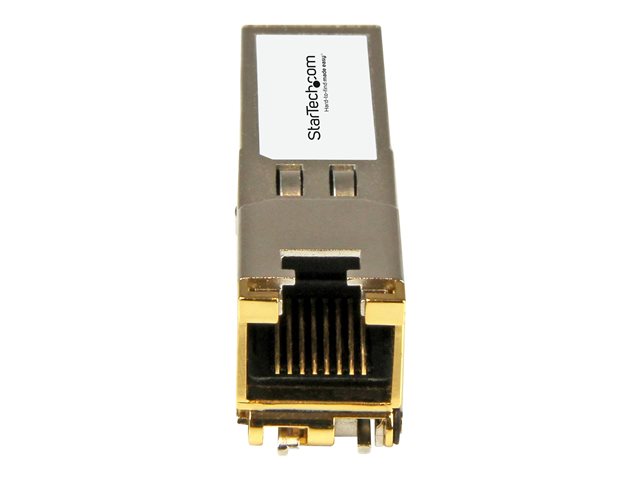 StarTech.com Extreme Networks 10338 Compatible SFP+ Module, 1000BASE-T, SFP+ to RJ45 Cat6 and Cat5e, 10GE Gigabit Ethernet SFP+, RJ-45 (Copper) 30m, Mini GBIC Transceiver SFP Plus Module - Lifetime Warranty (10338-ST) - SFP (mini-GBIC) transceiver module (equivalent to: Extreme Networks 10338) - GigE - 10Base-T, 100Base-TX, 1000Base-T - RJ-45 - up to 30 m