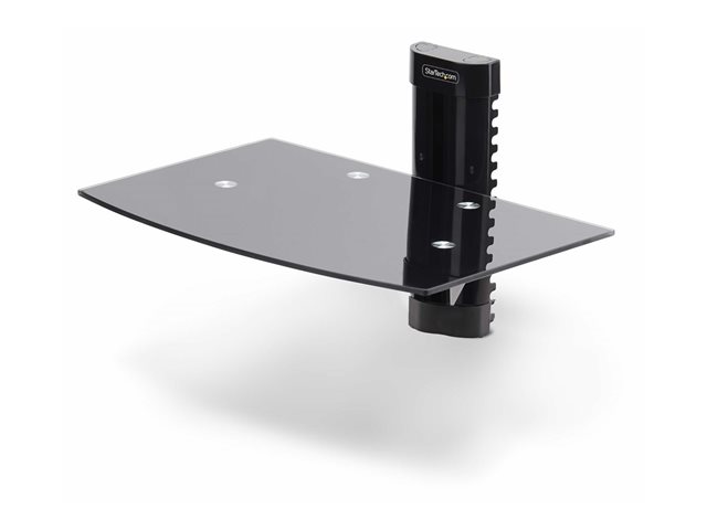 StarTech.com Floating Wall-Mounted AV Shelf, Adjustable Height Shelf For Under TV, Organize A/V Equipment On Black Tempered Glass Shelf - Shelf - for audio/video components - aluminium, steel, plastic - black - wall-mountable