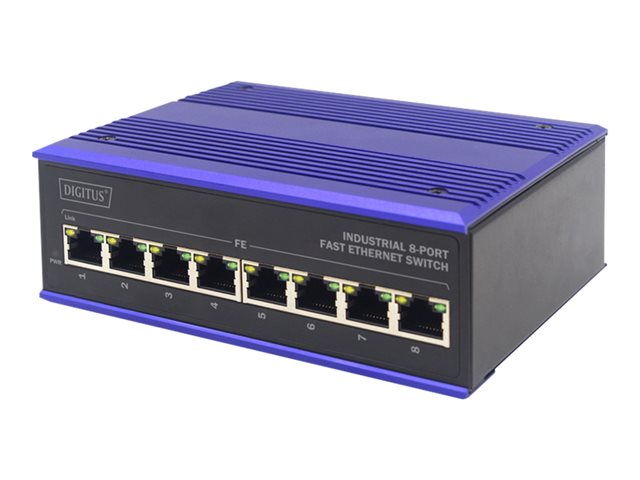 INDUSTRIAL 8-PORT FAST ETHERNET SWITCH DIN RAIL EXTENDED TEMP. RANGE