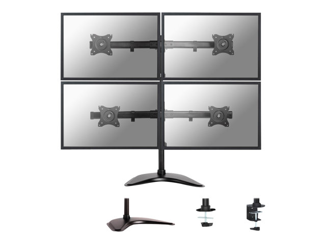 Neomounts NM-D335D4 - Stand - full-motion - for 4 LCD displays - black - screen size: 10\"-27\" - desktop stand, clamp mountable, grommet, desk-mountable