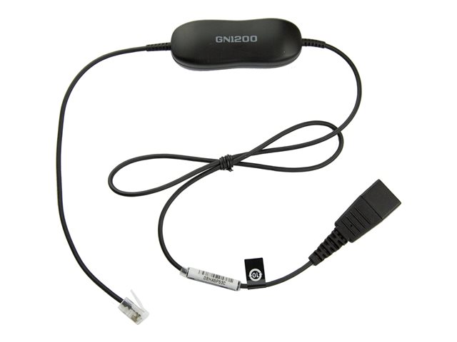 Jabra GN1200 smartcord coiled QD-RJ10 for connecting wired headsets to deskphone straight cable