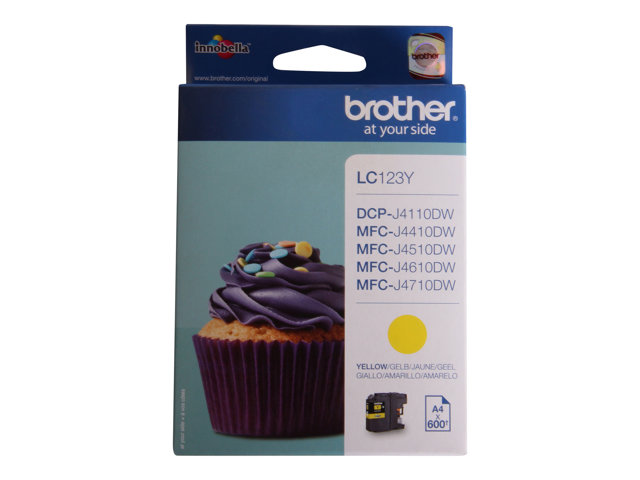 Brother LC123Y - High Yield - yellow - original - ink cartridge - for Brother DCP-J100, J105, J132, J152, J552, J752, MFC-J245, J470, J650, J6520, J6720, J6920