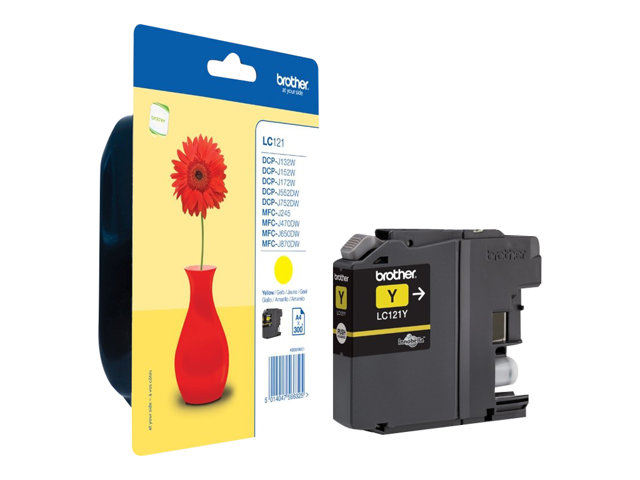 Brother LC121Y - Yellow - original - ink cartridge - for Brother DCP-J100, J105, J132, J152, J552, J752, MFC-J245, J470, J650, J870
