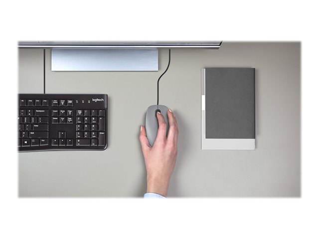 Logitech M110 Silent - Mouse - right and left-handed - optical - 3 buttons - wired - USB-A - mid grey