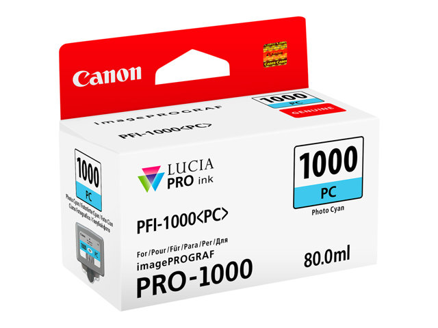 Canon PFI-1000 PC - 80 ml - photo cyan - original - ink tank - for imagePROGRAF PRO-1000
