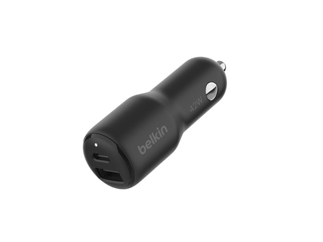 Belkin BoostCharge - Car power adapter - 42 Watt - PD 3.0, Fast Charge - 2 output connectors (USB, 24 pin USB-C)