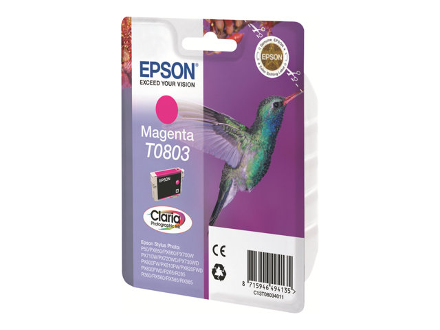 Epson T0803 - 7.4 ml - magenta - original - blister - ink cartridge - for Stylus Photo P50, PX650, PX660, PX700, PX710, PX720, PX730, PX800, PX810, PX820, PX830