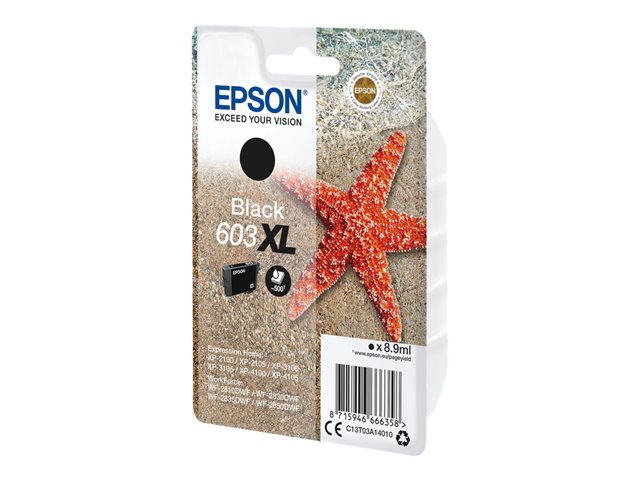 Epson 603XL - 8.9 ml - XL - black - original - blister - ink cartridge - for Expression Home XP-2150, 2155, 3150, 3155, 4150, 4155, WorkForce WF-2820, 2840, 2845, 2870