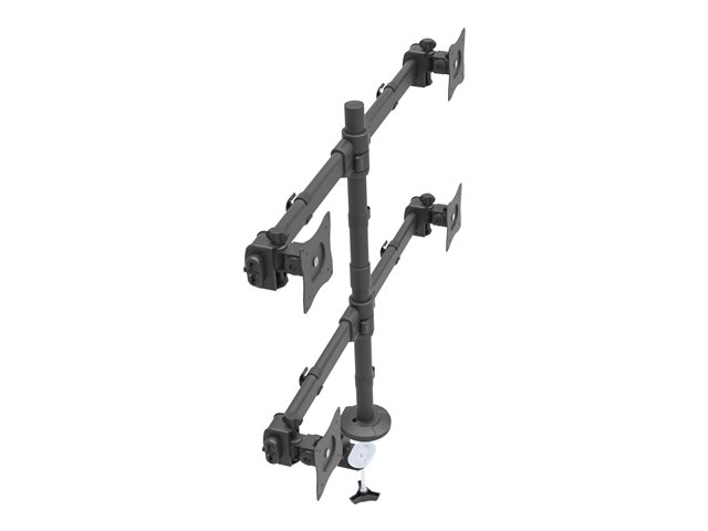 StarTech.com Desk Mount Quad Monitor Arm, Ergonomic VESA 4 Monitor Mount 2x2 up to 27\", Articulating & Height Adjustable Pole Mount, Tilt/Swivel/Rotate LCD/LED Screen, Clamp/Grommet - Heavy-duty VESA Mount (ARMQUAD) - Mounting kit - adjustable arm - for 4 monitors - heavy duty steel - screen size: 13\"-27\" - desk-mountable