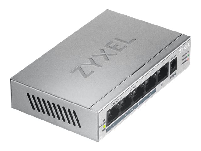 Zyxel GS1005HP - Switch - unmanaged - 4 x 10/100/1000 (PoE+) + 1 x 10/100/1000 - wall-mountable, desktop - PoE (60 W)