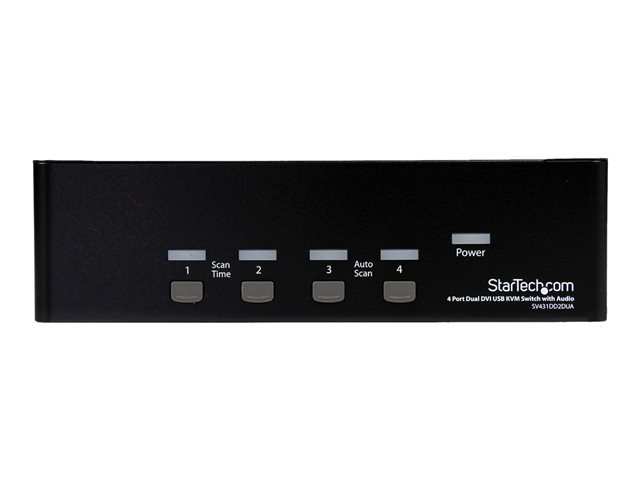 StarTech.com 4-Port Dual KVM Switch with Audio for DVI Computers - Built-in USB Hub (SV431DD2DUA) - KVM / audio / USB switch - 4 x KVM / audio / USB - 1 local user - desktop - for P/N: IM12D1500P, SV431RACK, SVA12M2NEUA, SVA12M5NA, USBDVI4N1A10, USBDVI4N1A6