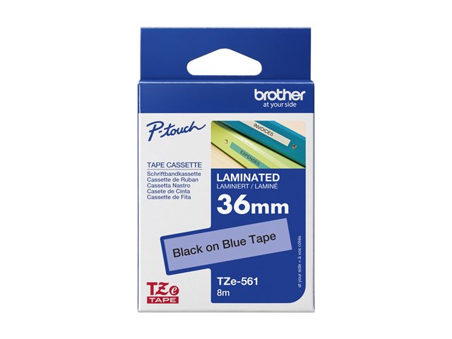 Brother TZe-561 - Black on blue - Roll (3.6 cm x 8 m) 1 cassette(s) laminated tape - for P-Touch PT-3600, 550, 9500, 9600, 9700, 9800, D800, P900, P950, P-Touch Cube XP PT-910