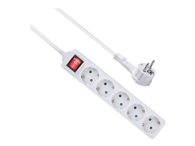 ACT - Stroomstrip - 230 Volt wisselstroom V - input: power CEE 7/7 - uitgangen: 5 (5 x voeding type F) - 1.5 m kabel - wit