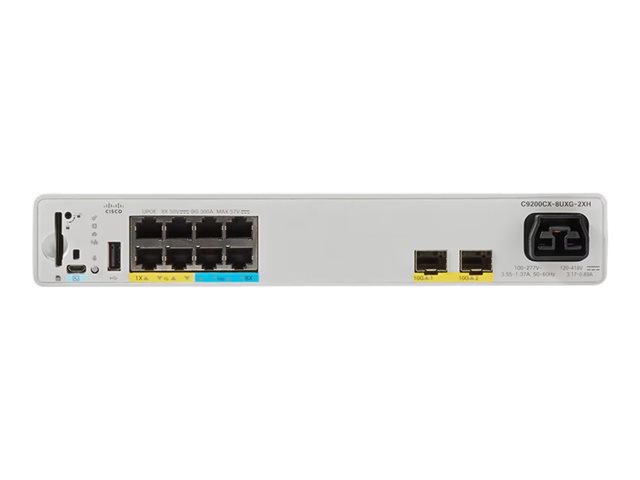 Cisco Catalyst 9200CX - Network Advantage - switch - compact - L3 - Managed - 4 x 10/100/1000 (UPOE) + 4 x 100/1000/2.5/5/10G (UPOE) + 2 x 10 Gigabit SFP+ (uplink) - rack-mountable - UPOE (240 W)
