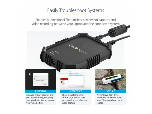 StarTech.com USB Crash Cart Adapter with File Transfer and Video Capture - Laptop to Server KVM Console - Portable & Rugged (NOTECONS02X) - KVM switch - 1 x KVM port(s) - 1 local user - desktop