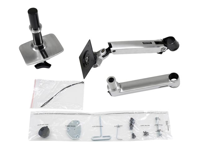 Ergotron LX - Mounting kit (articulating arm, desk clamp mount, extension adapter, grommet-mount base, 7\" post) - for LCD display - polished aluminium - screen size: up to 34\"