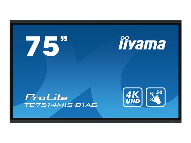 iiyama ProLite TE7514MIS-B1AG - 75\" Diagonal Class LED-backlit LCD display - interactive digital signage - with touchscreen - 4K UHD (2160p) 3840 x 2160 - matte black