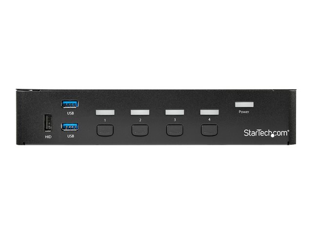 StarTech.com 4 Port DisplayPort KVM Switch - DP KVM Switch with Audio and Built-in USB 3.0 Hub for Peripherals - 4K 30Hz (SV431DPU3A2) - KVM / USB switch - 4 x KVM / audio / USB + 3 x SuperSpeed USB - 1 local user - rack-mountable - AC 120/230 V / DC 9 - 12 V - for P/N: SV431RACK