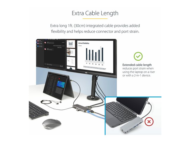 StarTech.com USB-C Triple-Monitor Multiport Adapter, HDMI/DP/Card Reader - Docking station - USB-C 3.2 Gen 1 / Thunderbolt 3 / Thunderbolt 4 - HDMI, 2 x DP - 1GbE