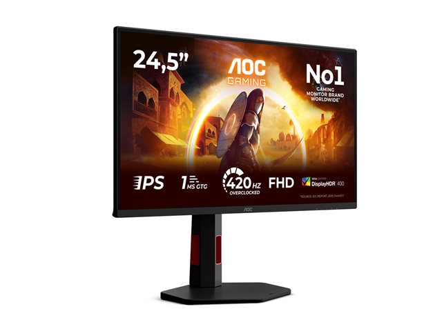 24,5' 16:9 Fast IPS 420Hz (OC, 400Hz Native) 1920x1080 HAS 130mm   HDMI x 2x 2.0 DP x 1x 1.4