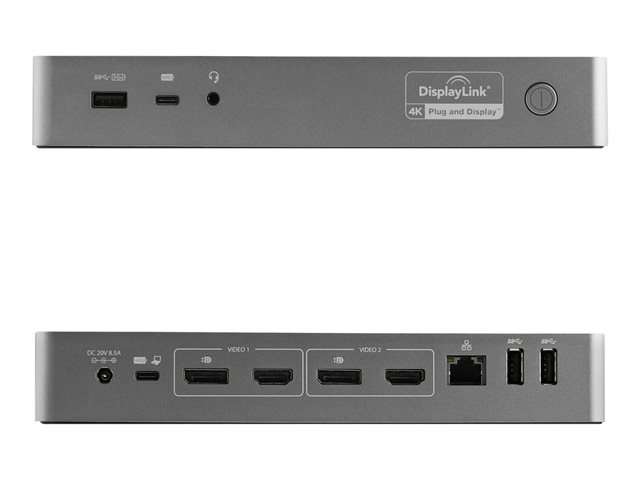 StarTech.com USB-C & USB-A Dock, Hybrid Universal Laptop Docking Station with 100W Power Delivery, Dual Monitor 4K 60Hz HDMI & DisplayPort, 4x USB 3.1 Gen 1 Hub, Gigabit Ethernet (GbE) - Hybrid USB Type-C Dock (DK30C2DPEPUE) - Docking station - USB-C - 2 x HDMI, 2 x DP - 1GbE - 170 Watt