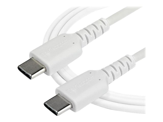 StarTech.com 2m USB C Charging Cable, Durable Fast Charge & Sync USB 2.0 Type C to USB C Laptop Charger Cord, TPE Jacket Aramid Fiber M/M 60W White, Samsung S10, S20 iPad Pro MS Surface - Heavy Duty and Rugged - USB cable - 24 pin USB-C (M) straight to 24 pin USB-C (M) straight - Thunderbolt 3 / USB 2.0 - 2 m - white
