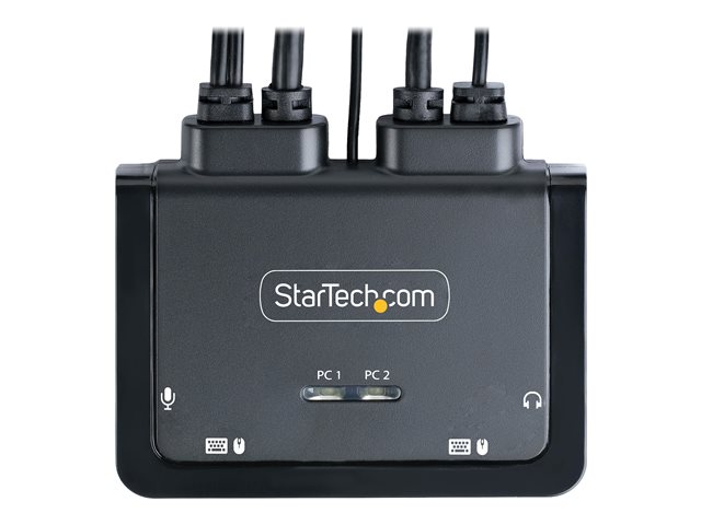 StarTech.com 2-Port Hybrid USB-C HDMI Cable KVM Switch, 4K 60Hz, Compact KVM with 6ft/1.8m USB-A/HDMI/Audio & 4ft/1.2m USB-C Integrated Host Cables, Bus Powered - Remote Push Button/Hotkey Switching (C2-H46-UAC-CBL-KVM) - KVM / audio / USB switch - compact - 2 x KVM / audio / USB - 1 local user - desktop