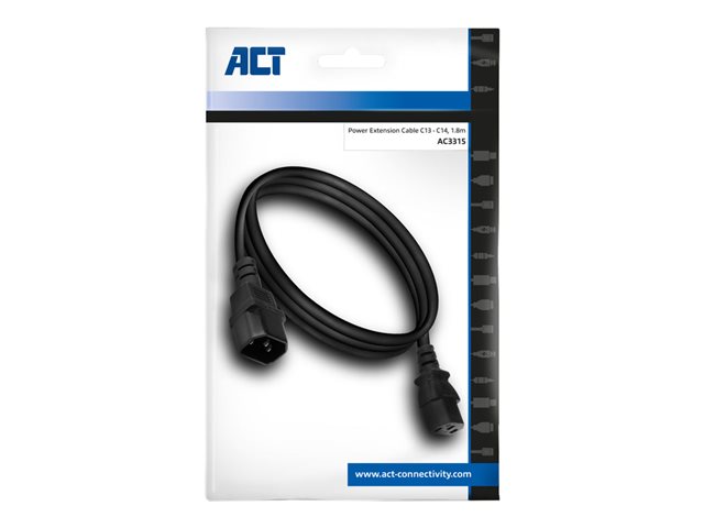 Stroomverlengkabel - power IEC 60320 C13 naar IEC 60320 C14 - 230 Volt wisselstroom V - 6 A - 1.8 m - zwart