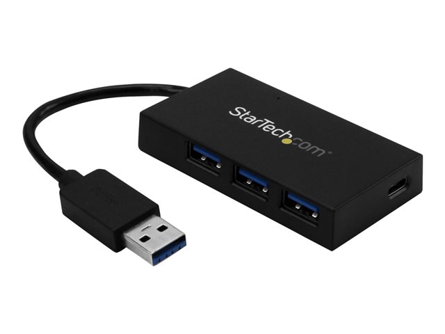 StarTech.com 4 Port USB 3.0 Hub, USB Type-A Hub with 1x USB-C & 3x USB-A (SuperSpeed 5Gbps), USB Bus or Self-Powered, Portable USB 3.1/USB 3.2 Gen 1 BC 1.2 Charging Hub w/ Power Adapter - Windows/macOS/Linux (HB30A3A1CSFS) - Hub - 3 x SuperSpeed USB 3.0 + 1 x USB-C - desktop - for P/N: CFASTRWU3C, SDMSDRWU3AC, USB312SAT3CB, USB315CB2M, USBLT1MWS, USBLTM1MBK, USBLTM1MWH
