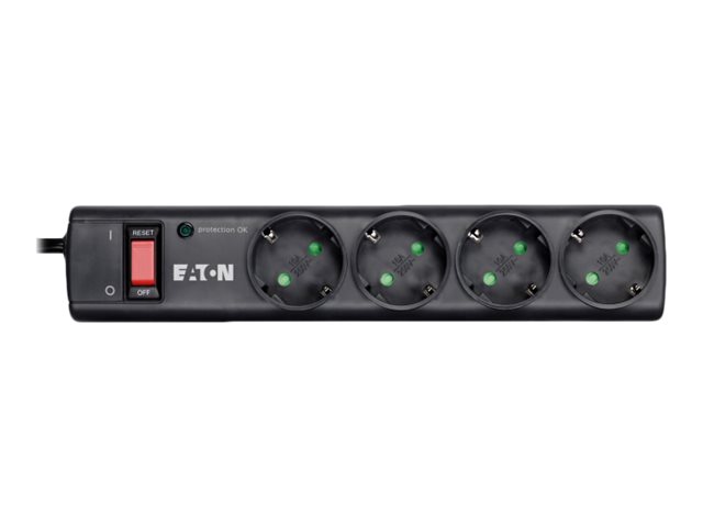 Eaton Protection Strip PS4D - Surge protector - AC 220-250 V - 2500 Watt - output connectors: 4 - black