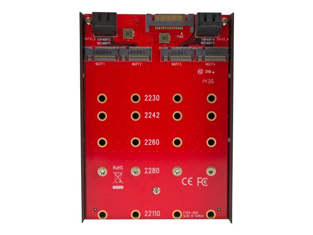 StarTech.com 4-Drive M.2 SSD (NGFF) to SATA Hard Drive Adapter for 3.5\" Drive Bay - Supports 2230/2242/2260/2280/22110 M.2 NGFF SATA - 6Gbps (35S24M2NGFF) - Storage controller - M.2 - SATA 6Gb/s - SATA 6Gb/s
