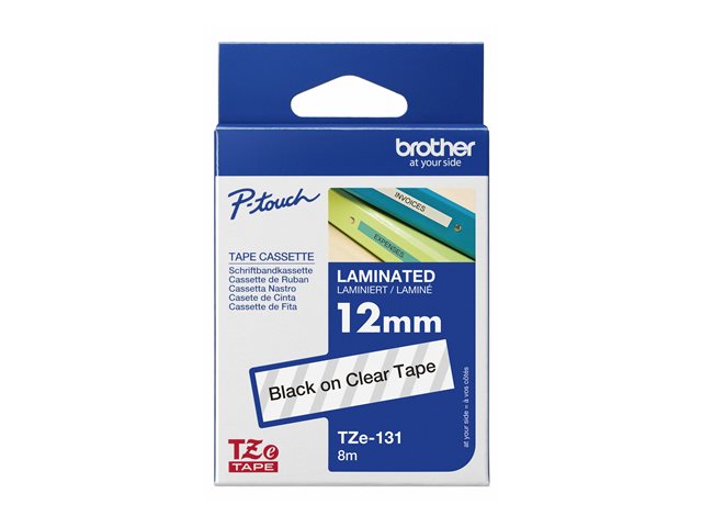 Brother TZe-131 - Self-adhesive - black on clear - Roll (1.2 cm x 8 m) 1 cassette(s) laminated tape - for P-Touch PT-D210, D400, D800, E310, H100, H500, P750, P900, P950, P-Touch Cube Plus PT-P710