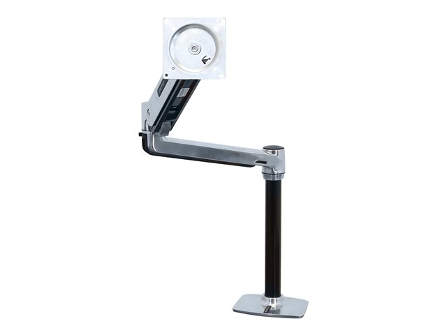 Ergotron LX HD Sit-Stand - Mounting kit (articulating arm, pole, VESA adapter, desk clamp base, grommet-mount base) - Constant Force Technology - for LCD display - polished aluminium - screen size: up to 49\"