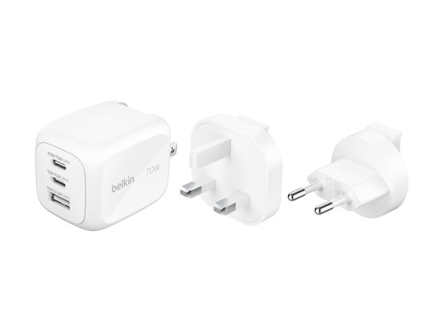 BOOSTCHARGE 70w 2C1A Wall Charger with interchangable plug tips UK, EU, US