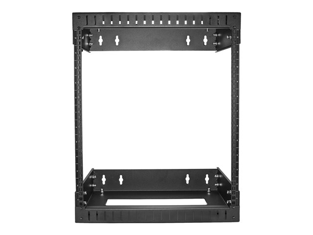 StarTech.com 12U 19\" Wall Mount Network Rack, Adjustable Depth 12-20\" 2 Post Open Frame Server Room Rack for AV/Data/ IT Communication/Computer Equipment/Switch with Cage Nuts & Screws - 12U Adjustable Rack (RK12WALLOA) - Rack - wall mountable - black - 12U - 20\"