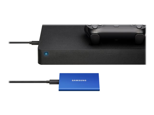 Samsung T7 MU-PC1T0H - Solid state drive - encrypted - 1 TB - external (portable) - USB 3.2 Gen 2 (USB-C connector) - 256-bit AES - indigo blue