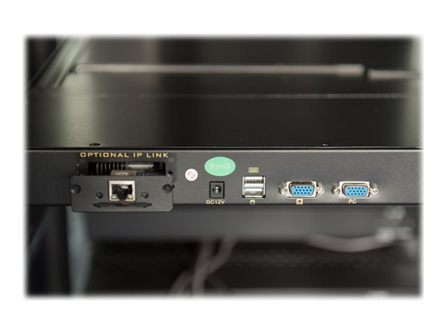 MODULARIZED 48 3CM (19in) TFT CONSOLE WITH 8 PORT CAT 5 KVM US KEYBOARD RAL 9005 BLACK