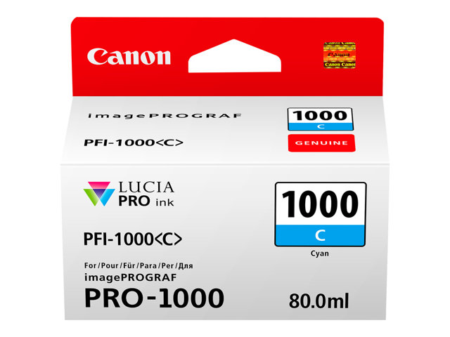 Canon PFI-1000 C - 80 ml - cyan - original - ink tank - for imagePROGRAF PRO-1000