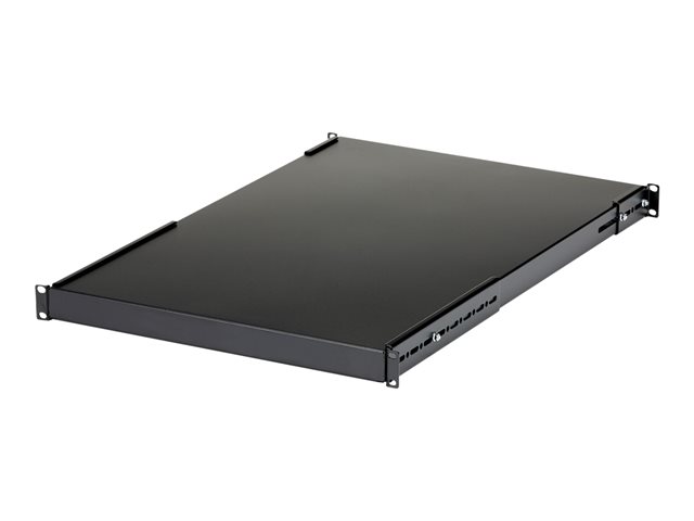 StarTech.com 1U Adjustable Server Rack Mount Shelf - 175lbs - 19.5 to 38in Deep Universal Tray for 19\" AV, Data & Network Equipment Rack (ADJSHELFHD) - Rack shelf - black - 1U - 19\" - for P/N: RK1233BKM, RK2433BKM, RK2537BKM, RK3236BKF, RK4236BKB, RK