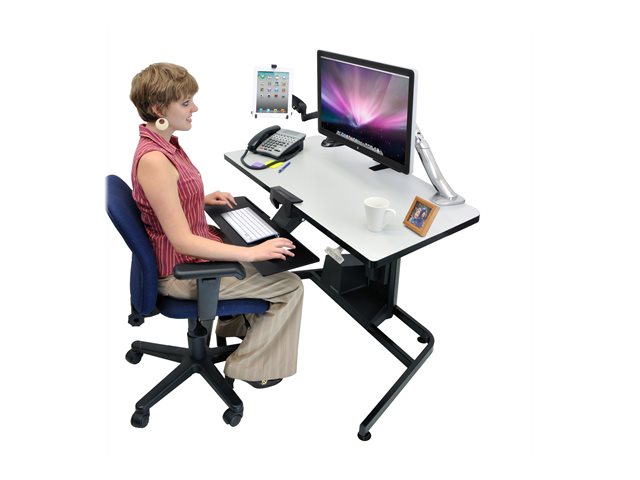 Ergotron Neo-Flex - Mounting kit (articulating arm, extension, desk clamp mount, grommet mount, cradle) - for tablet / eBook reader - black - screen size: up to 10\"