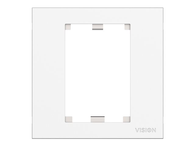 VISION Techconnect Modular AV Faceplate - LIFETIME WARRANTY - Single-Gang UK surround - frame which accommodates two modules - fits to TC3 BACKBOX1G or TC3 MUDRING1G, or any standard single-gang UK backbox (pattress) - 86 x 86 mm / 3.4 x 3.4\" - plastic - white