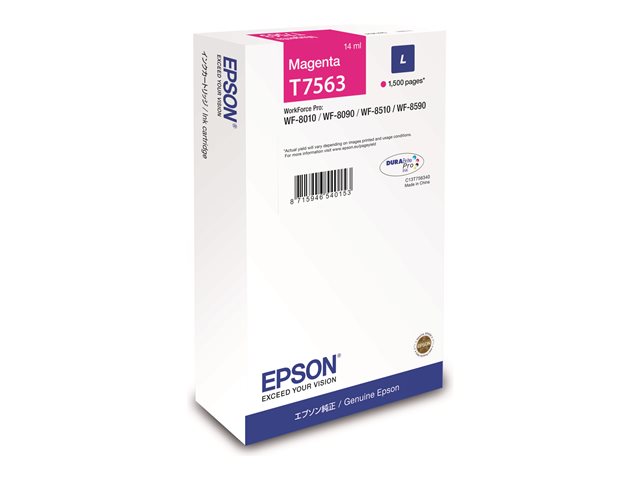 Epson T7563 - 14 ml - L size - magenta - original - ink cartridge - for WorkForce Pro WF-8090, WF-8590