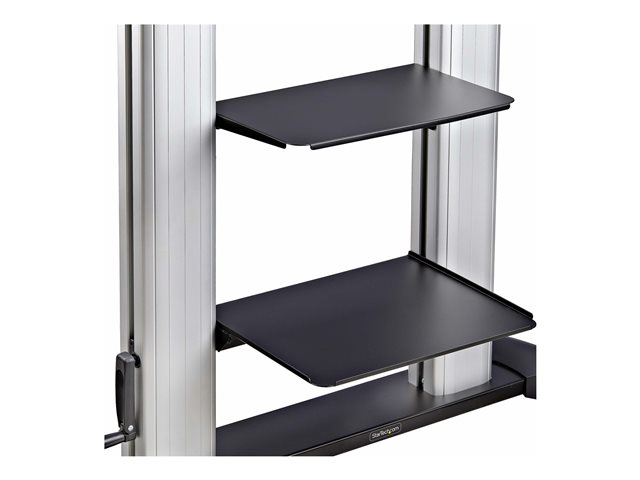 StarTech.com Rolling TV Cart/Stand On Wheels, Up to 100inch/220lb Screens - Cart - for flat panel - plastic, aluminium, steel - black, silver - screen size: 60\"-100\"