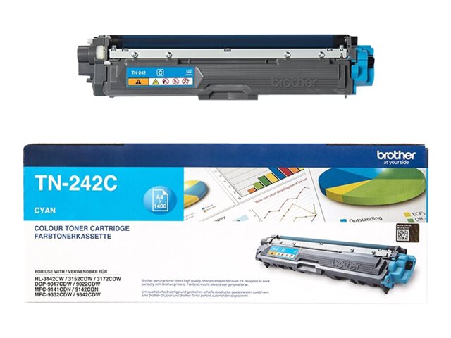 Brother TN242C - Cyan - original - toner cartridge - for Brother DCP-9017, DCP-9022, HL-3142, HL-3152, HL-3172, MFC-9142, MFC-9332, MFC-9342