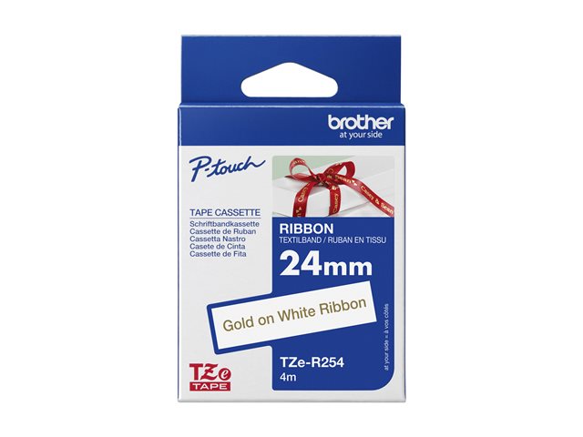 Brother TZe-R254 - Glossy - gold on white - Roll (2.4 cm x 4 m) 1 cassette(s) ribbon tape - for PT2430PC, PT2730, PT2730VP, PT9600, PTD600, PTD600VP, PTD800W, PTH500LI, PTP700, PTP710BT, PTP750W
