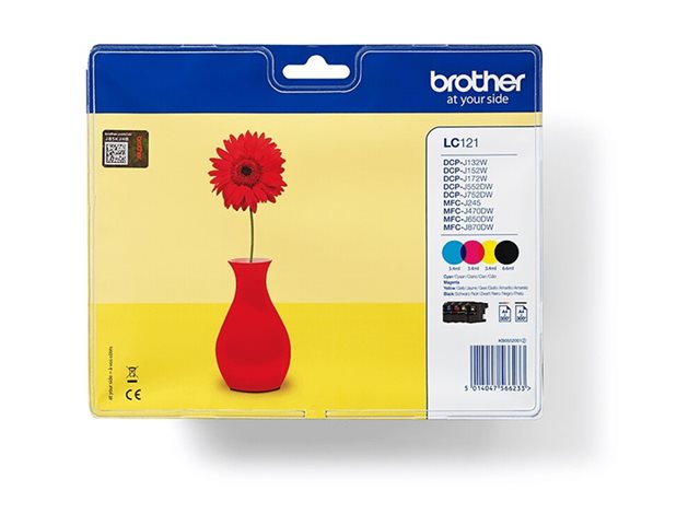 Brother LC121 Value Pack - Black, yellow, cyan, magenta - original - blister - ink cartridge - for Brother DCP-J132W, DCP-J552DW, DCP-J752DW